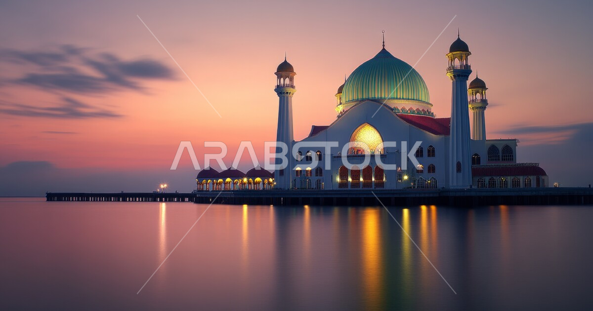 ديكورات وتصاميم متميزة على الطراز الاسلامي للقبب والمآذن المضيئة ليلا ...