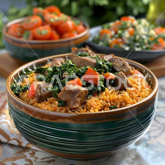 طبق من الأرز اللذيذ مع لحم الضأن والكرنب والطماطم،  فنون تقديم الأطعمة الأطعمة الشرقية، وصفات وأطباق طعام شعبية لذيذة، مطاعم للمأكولات العربية الخليجية السعودية المشهورة،  طرق مميزة لتقديم الطعام، وجبات صحية بطرائق شهية 