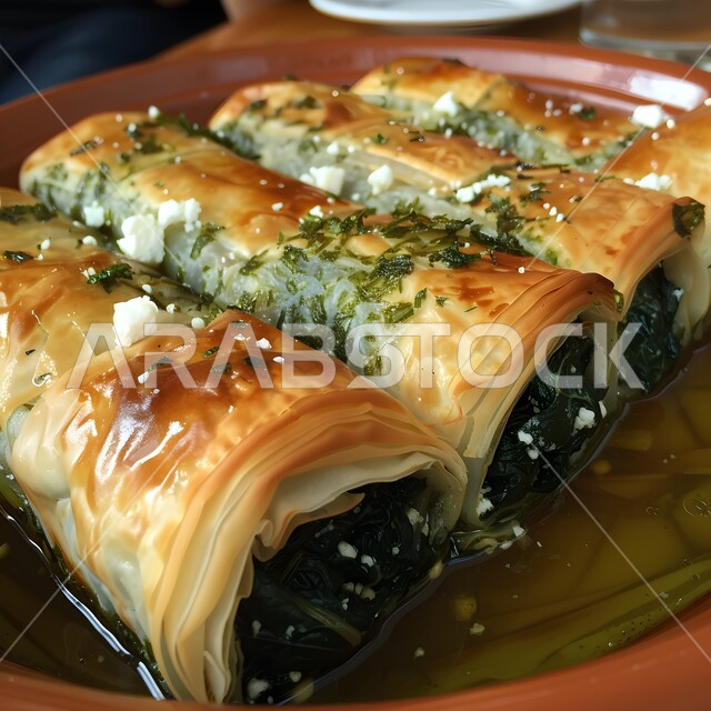 لفائف الفيلو بالسبانخ والجبن الفيتا، فنون تقديم الأطعمة الأطعمة الشرقية، وصفات وأطباق طعام شعبية لذيذة، مطاعم للمأكولات العربية الخليجية السعودية المشهورة،  طرق مميزة لتقديم الطعام، وجبات صحية بطرائق شهية 