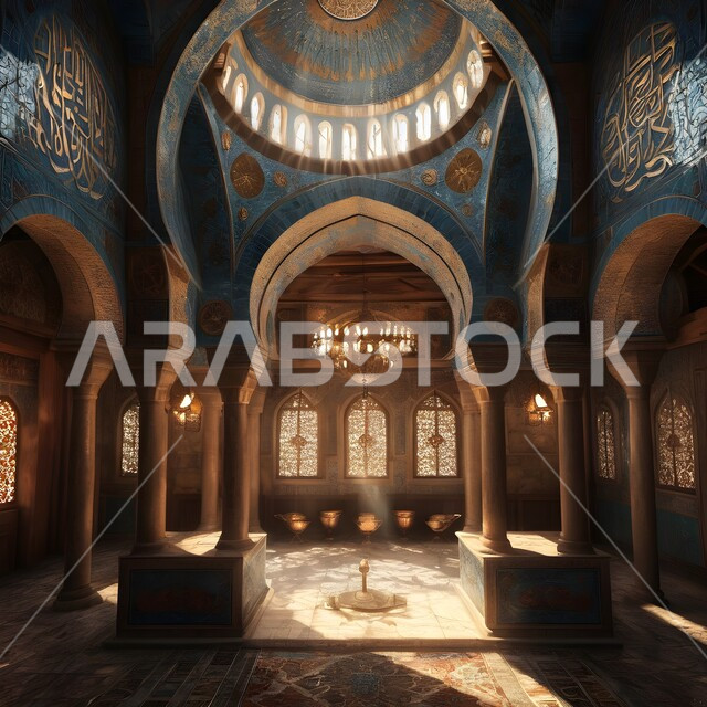 مسجد بديكورات وتصاميم رائعة، الفن الهندسي المعماري الداخلي للمساجد، العبادة والتقرب الى الله، نقوش وزخارف دينية مميزة، الطراز المعماري الإسلامي، اسلاميات وعبادة