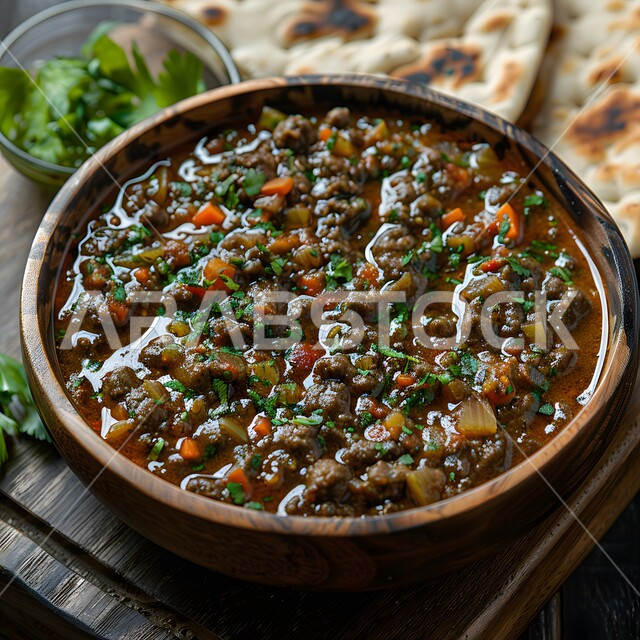 طبق من يخنة الخضار الشهية مع الخبز واللحم والمقبلات, وجبات صحية ومغذية، مطاعم للمأكولات الشرقية في المملكة العربية السعودية، وصفات اللحومات بالنكهات المتميزة, الاستمتاع بتحضير أطباق لذيذة