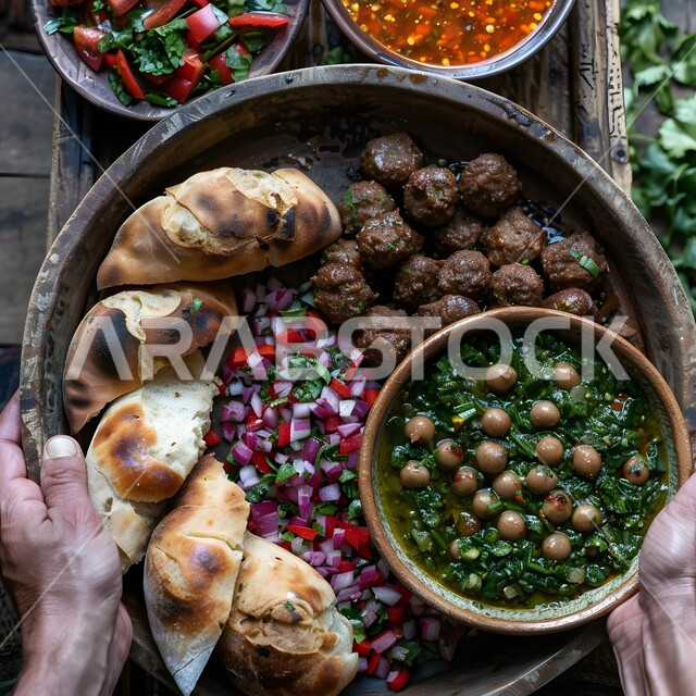 طبق من كرات اللحم والسلطة والخبز, وجبات صحية ومغذية، مطاعم للمأكولات الشرقية في المملكة العربية السعودية، وصفات اللحومات بالنكهات المتميزة, الاستمتاع بتحضير أطباق لذيذة
