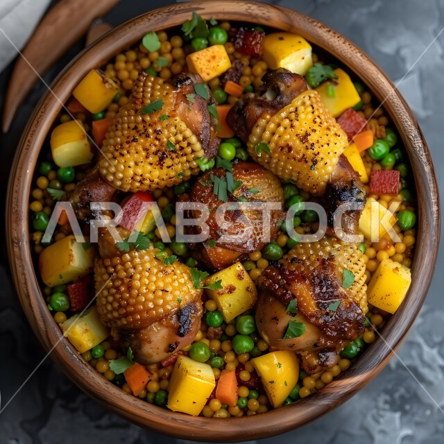 A plate of delicious vegetables, healthy and nutritious meals, oriental food restaurants in the Kingdom of Saudi Arabia, meat recipes with distinct flavors, enjoying preparing delicious dishes