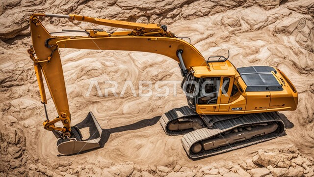 مناطق التنقيب عن الثروات الباطنية في المملكة، قوة وتقنية عملية استخراج مواد البناء، استخدام آلات ومعدات ثقيلة في المناطق الوعرة، جرافة تعمل على تعبئة وتفريغ الرمال والحصى، مفهوم مشاريع البناء والإنشاءات الكبيرة والتطوير، مهن ووظائف هندسية في السعودية