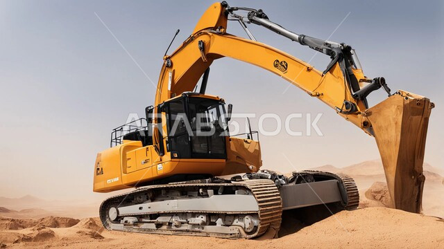 قوة وتقنية عملية استخراج مواد البناء، استخدام آلات ومعدات ثقيلة في المناطق الوعرة، جرافة تعمل على تعبئة وتفريغ الرمال والحصى، مفهوم مشاريع البناء والإنشاءات الكبيرة والتطوير، مهن ووظائف هندسية في السعودية، مناطق التنقيب عن الثروات الباطنية في المملكة