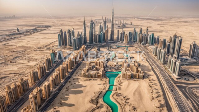 منظر تخيلي مستقبلي للتقدم و النمو العمراني, المباني والمنشآت التجارية الشاهقة في المملكة العربية السعودية, رؤية سعودية مستقبلية 2030, الفن الهندسي المعماري للأبراج وناطحات السحاب, بناء مستقبل حضاري ومتطور