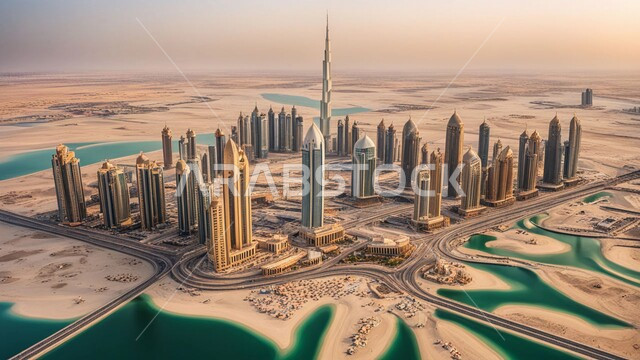 منظر تخيلي مستقبلي للتقدم و النمو العمراني, المباني والمنشآت التجارية الشاهقة في المملكة العربية السعودية, رؤية سعودية مستقبلية 2030, الفن الهندسي المعماري للأبراج وناطحات السحاب, بناء مستقبل حضاري ومتطور