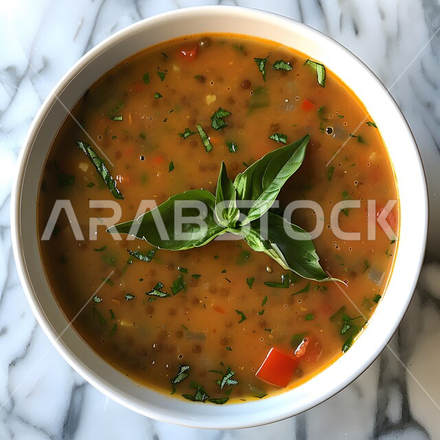 شوربة العدس بالريحان والفلفل الأحمر، فنون تقديم الأطعمة الأطعمة الشرقية، وصفات وأطباق طعام شعبية لذيذة، مطاعم للمأكولات العربية الخليجية السعودية المشهورة،  طرق مميزة لتقديم الطعام، وجبات صحية بطرائق شهية 