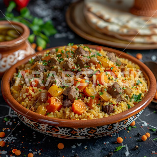 طبق الكسكس المغربي باللحم والخضار، فنون تقديم الأطعمة الأطعمة الشرقية، وصفات وأطباق طعام شعبية لذيذة، مطاعم للمأكولات العربية الخليجية السعودية المشهورة،  طرق مميزة لتقديم الطعام، وجبات صحية بطرائق شهية 