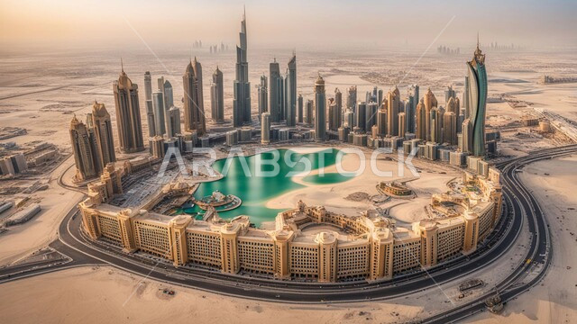 منظر تخيلي مستقبلي للتقدم و النمو العمراني, المباني والمنشآت التجارية الشاهقة في المملكة العربية السعودية, رؤية سعودية مستقبلية 2030, الفن الهندسي المعماري للأبراج وناطحات السحاب, بناء مستقبل حضاري ومتطور