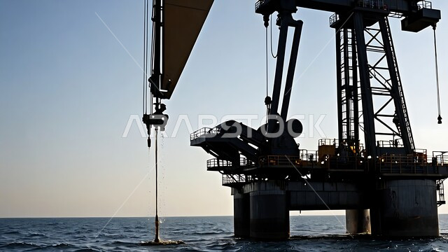 صناعات ومشاريع بتروكيماوية، منصة نفط و غاز لاستنباط الزيوت، النهضة بالاقتصاد الوطني السعودي, حفارة تقوم بالتنقيب، جودة الآلات والمعدات في معامل استخرج الثروة النفطية من اعماق البحار، مفهوم هندسة البترول
