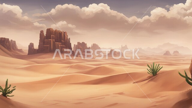 التكوينات والتشكيلات الصخرية، مناطق البادية والبيئة الطبيعية الصحراوية في المملكة العربية السعودية، نمو النباتات البرية في صحاري المملكة، خلفية الطبيعة
