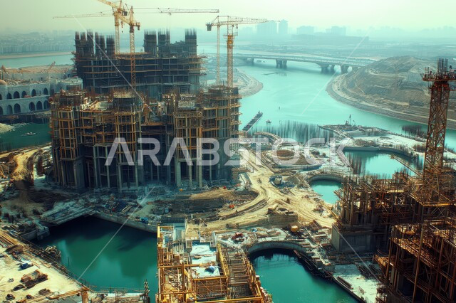 التطور المعماري والحضاري في المملكة العربية السعودية، تشييد المباني والمشاريع الضخمة، مفهوم تحسين البنية التحتية للبلاد، أعمال البناء والمقاولات والتطوير العقاري، إنشاء الأساسات والهياكل للمشروعات السكنية والمصانع