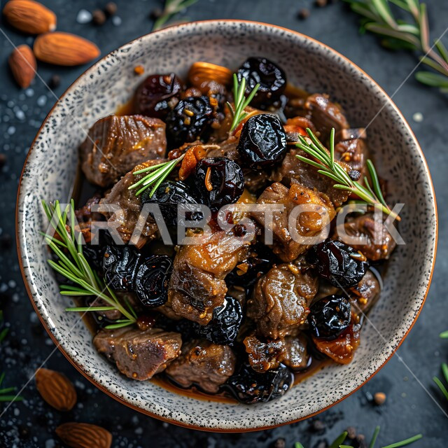 طاجن اللحم الغني بالمكسرات وحبات الزبيب والمشمش على الطريقة المغربية، وجبات الأطعمة الصحية الشهية، مطاعم للمأكولات الشرقية في المطبخ السعودي, أكلات شعبية تقليدية, تنوع الوصفات العربية في مطاعم المملكة العربية السعودية، المزج بين النكهات المالحة والسكرية