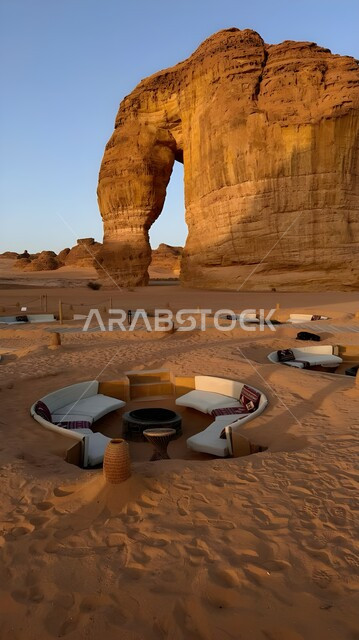جلسات عربية تقليدية وسط الصحراء, الاستجمام والاستمتاع في الأجواء الهادئة, قضاء إجازة ممتعة في براري المملكة العربية السعودية, رحلة و كشتة برية في المناطق الصحراوية, منظر الرمال الذهبية الناعمة