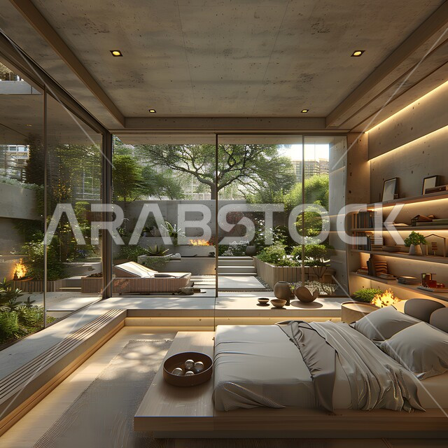 اكسسوارات منزلية داخلية راقية، استخدام الطراز الفني الأنيق في الأثاث المنزلي، الديكورات العصرية لغرف النوم، تصاميم داخلية متميزة للفلل والشقق السكنية في المملكة العربية السعودية، سرير مريح بألوان هادئة