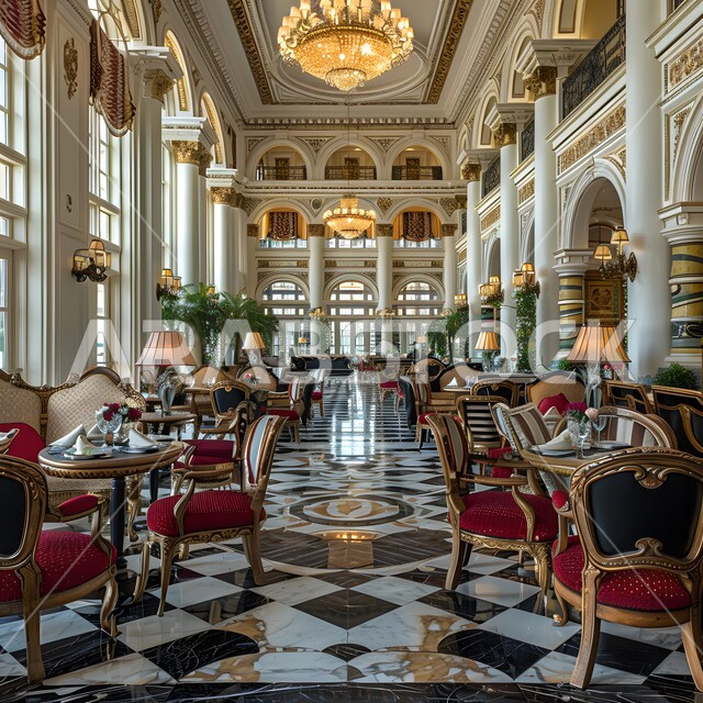 Modern and advanced designs, interior decoration of luxury hotels in the Kingdom of Saudi Arabia, reception halls in elegant colors, advanced design of modern facilities and buildings, luxury furniture for tourist places