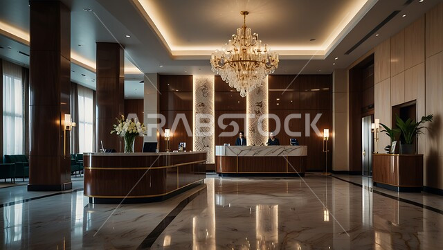 الأنوار و الإضاءة المتميزة, الديكور الراقي على الطراز الحديث, غرفة استقبال وردهة  بديكورات داخلية راقية في إحدى الفنادق, التصاميم الفخمة للمنتجعات الفاخرة في المملكة العربية السعودية