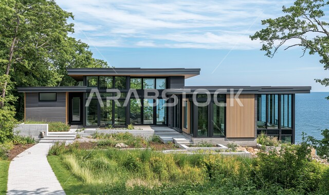 النمو والتقدم العمراني في المملكة العربية السعودية ,الأشجار والنباتات الخضراء المحيطة بالشقق والفلل السكنية السياحية، تصميمات وديكورات فخمة، الفن الهندسي المعماري على الطراز الحديث، تصاميم عصرية متميزة للحديقة الخارجية