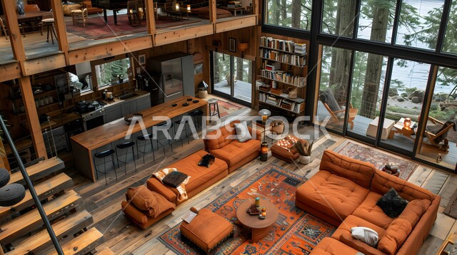 Elegant designs for comfortable living rooms in modern style, living room with luxury home furniture in elegant colors, high-end interior decorations for villas and residential apartments in Saudi Arabia, modern accessories and antiques
