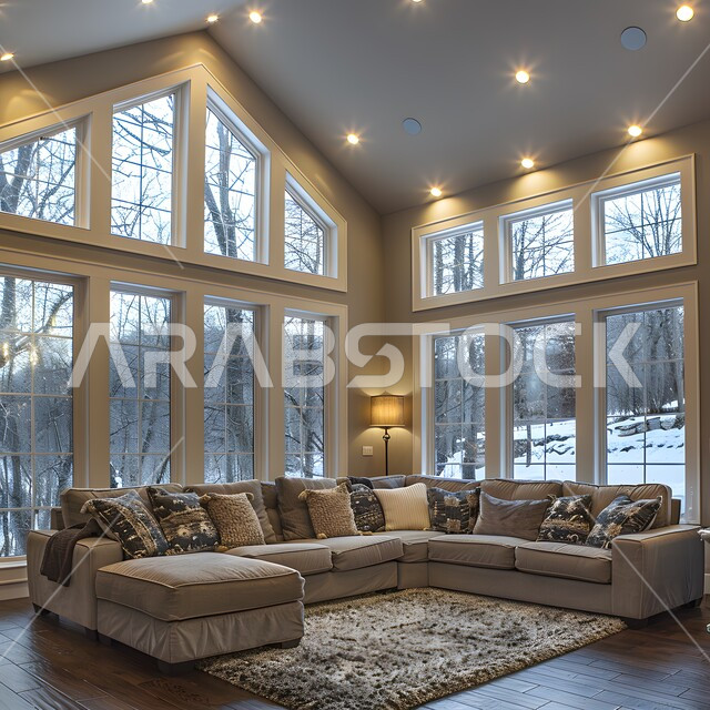 التصاميم الأنيقة لغرف الجلوس المريحة على الطراز الحديث، غرفة معيشة مع أثاث منزلي فاخر بالألوان الراقية، الديكورات الداخلية الراقية للفلل والشقق السكنية في المملكة العربية السعودية، اكسسوارات وتحف عصرية