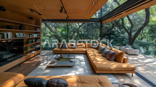 Elegant designs for comfortable living rooms in modern style, living room with luxury home furniture in elegant colors, high-end interior decorations for villas and residential apartments in Saudi Arabia, modern accessories and antiques