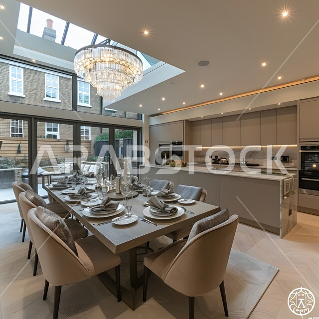 غرفة سفرة بتصاميم عصرية راقية، ديكورات داخلية حديثة لغرفة طعام, اثاث منزلي فاخر, الفن الهندسي المعماري للفنادق والمنتجعات المتميزة في المملكة العربية السعودية