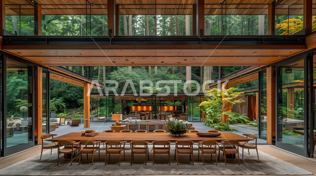 غرفة سفرة بتصاميم عصرية راقية، ديكورات داخلية حديثة لغرفة طعام, اثاث منزلي فاخر, الفن الهندسي المعماري للفنادق والمنتجعات المتميزة في المملكة العربية السعودية