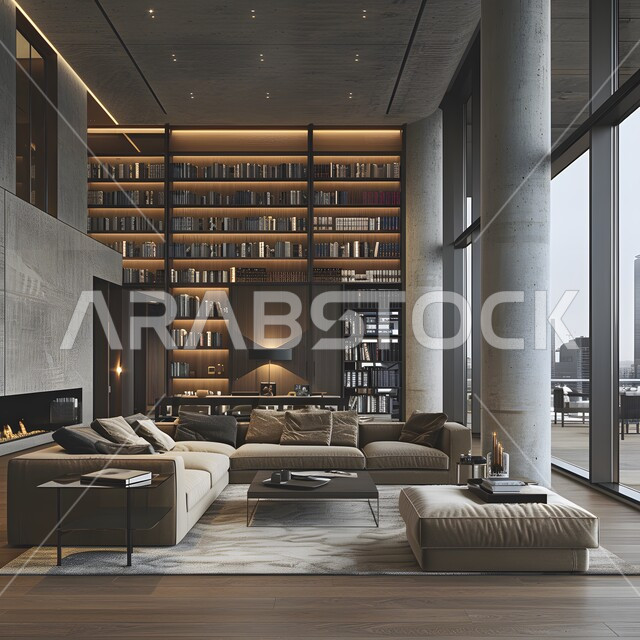 الديكورات الداخلية الراقية للفلل والشقق السكنية في المملكة العربية السعودية، اكسسوارات وتحف عصرية، التصاميم الأنيقة لغرف الجلوس المريحة على الطراز الحديث، غرفة معيشة مع أثاث منزلي فاخر بالألوان الراقية