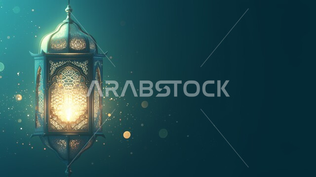 Hanging lanterns, traditional Arabic lamps, decorations and lights for celebrating Islamic religious occasions and holidays, preparing to welcome the holy month, the joy of the arrival of the blessed Ramadan, the spiritual atmosphere in the holy days, the month of worship and drawing closer to God Almighty.