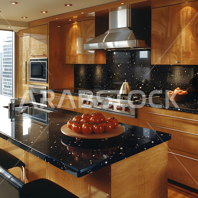  أدوات منزلية حديثة ومتطورة، تصاميم وديكورات داخلية للمطابخ العربية الفاخرة في المملكة العربية السعودية, مطبخ راقي بألوان راقية, الفن الهندسي المعماري على الطراز الحديث