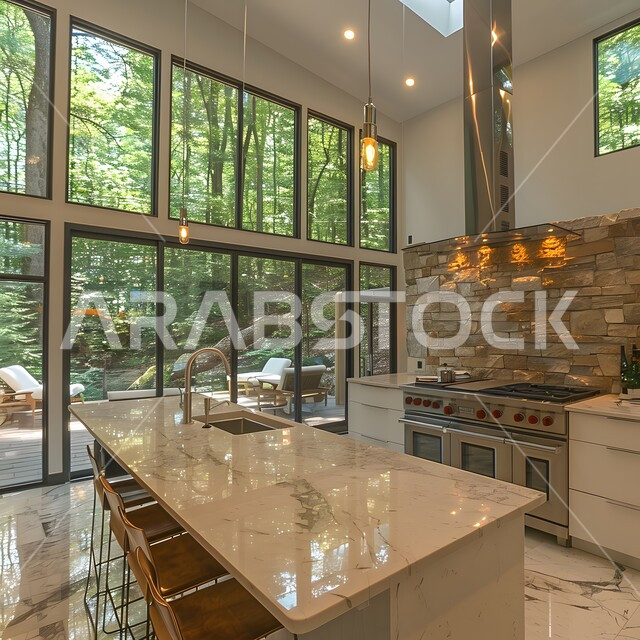  أدوات منزلية حديثة ومتطورة، تصاميم وديكورات داخلية للمطابخ العربية الفاخرة في المملكة العربية السعودية, مطبخ راقي بألوان راقية, الفن الهندسي المعماري على الطراز الحديث