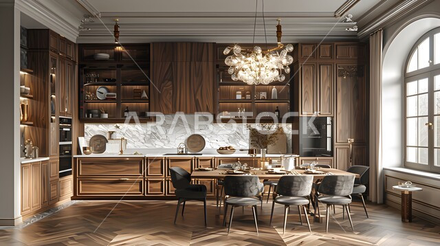  أدوات منزلية حديثة ومتطورة، تصاميم وديكورات داخلية للمطابخ العربية الفاخرة في المملكة العربية السعودية, مطبخ راقي بألوان راقية, الفن الهندسي المعماري على الطراز الحديث