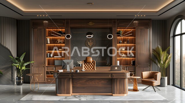 ديكورات راقية وتصاميم داخلية على الطراز الحديث, تجهيزات مكتبية حديثة بأثاث أنيق ومريح، تصميم عصري لمكاتب شركات المملكة العربية السعودية, واجهات زجاجية ضخمة في مكتب العمل