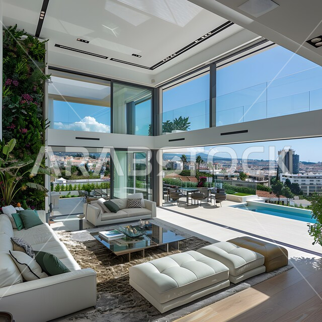 Elegant designs for comfortable living rooms in modern style, living room with luxury home furniture in elegant colors, high-end interior decorations for villas and residential apartments in Saudi Arabia, modern accessories and antiques