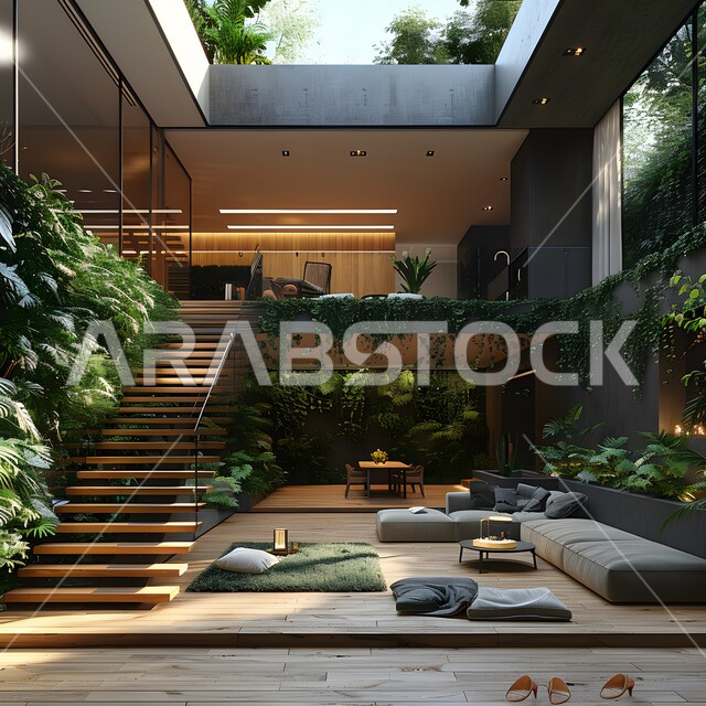 الديكورات الداخلية الراقية للفلل والشقق السكنية في المملكة العربية السعودية، اكسسوارات وتحف عصرية، التصاميم الأنيقة لغرف الجلوس المريحة على الطراز الحديث، غرفة معيشة مع أثاث منزلي فاخر بالألوان الراقية