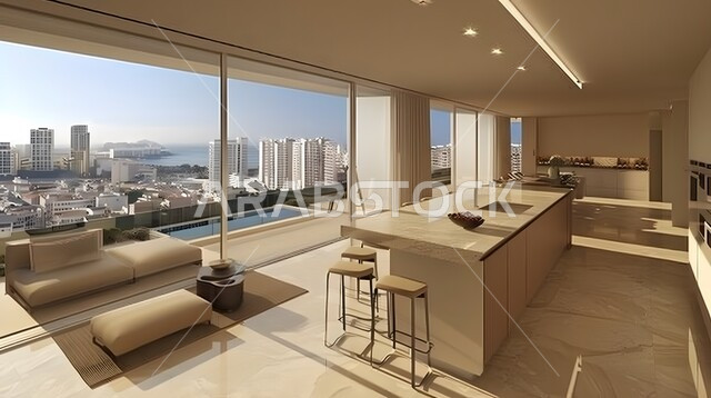 الديكورات الداخلية الراقية للفلل والشقق السكنية في المملكة العربية السعودية، اكسسوارات وتحف عصرية، التصاميم الأنيقة لغرف الجلوس المريحة على الطراز الحديث، غرفة معيشة مع أثاث منزلي فاخر بالألوان الراقية