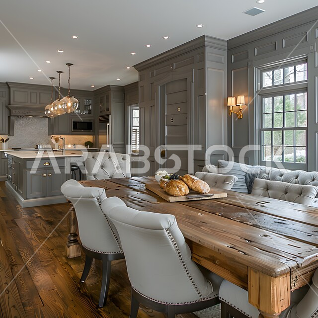 تصميم داخلي لمطبخ على الطراز الحديث, الديكورات العصرية للمطابخ الفاخرة في المملكة العربية السعودية، الأضواء المعلقة وتناسق الألوان, أثاث منزلي راقي، شقق وفلل سكنية مميزة