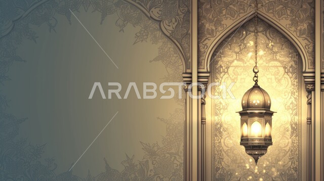 زينة وديكورات رمضان المبارك، فانوس عربي مزخرف بطريقة معقدة ، الأجواء الروحانية المتميزة، البهجة بقدوم شهر الخير، الاحتفال بالمناسبات والأعياد الدينية في المملكة العربية السعودية، خلفية رمضانية