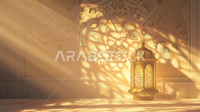 زينة وديكورات رمضان المبارك، فانوس عربي مزخرف بزخارف إسلامية، الأجواء الروحانية المتميزة، البهجة بقدوم شهر الخير، الاحتفال بالمناسبات والأعياد الدينية في المملكة العربية السعودية، خلفية رمضانية