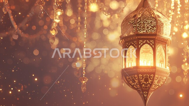 الاستعداد لاستقبال الشهر الفضيل، البهجة بقدوم رمضان المبارك، فانوس مزخرف معدني مضيء معلق, ديكورات وزينة و أنوار، الاحتفال بالمناسبات و الأعياد الدينية الإسلامية, أضواء و مصابيح عربية تقليدية, الأجواء الروحانية في الأيام الفضيلة, خلفية رمضانية