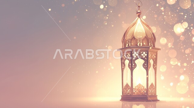 الاستعداد لاستقبال الشهر الفضيل، البهجة بقدوم رمضان المبارك، فانوس مزخرف معدني مضيء معلق, ديكورات وزينة و أنوار، الاحتفال بالمناسبات و الأعياد الدينية الإسلامية, أضواء و مصابيح عربية تقليدية, الأجواء الروحانية في الأيام الفضيلة, خلفية رمضانية