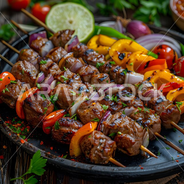 وصفات الدجاج المشوية بنكهات متنوعة، مطاعم للمأكولات العربية الشرقية, صورة مقربة لقطع اللحوم المشوية مع الخضار المتنوعة، أطعمة وأغذية صحية, وجبات اللحم الضأن الشهية الساخنة، فنون التقديم في مطابخ المملكة العربية السعودية