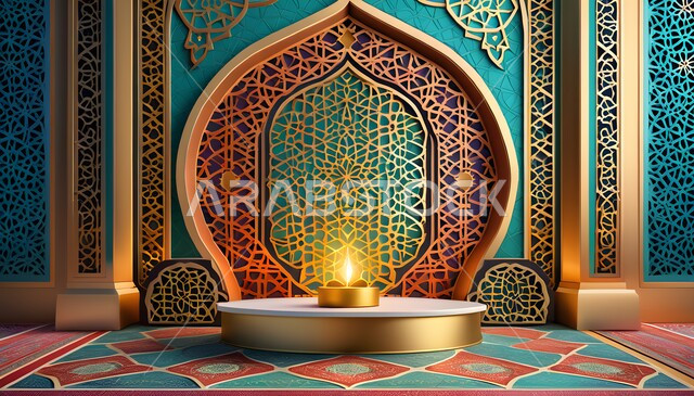 الهندسة المعمارية الفنية على الطراز العربي الاسلامي, العبادة والتقرب إلى الله، نداء المسلمين لآداء الصلوات والفرائض، ديكورات وتصاميم مزخرفة للمناسبات الدينية، الاستعداد لقدوم شهر رمضان المبارك