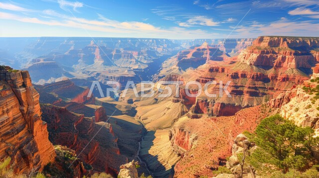 القمم والتكوينات الصخرية في الأودية، المياه والمسطحات المائية بين صدع جبلي، نمو الاشجار والنباتات الخضراء، مناطق وأماكن طبيعية سياحية في المملكة العربية السعودية