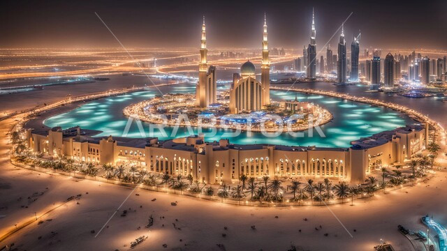 بناء مستقبل حضاري متطور في دبي، المنشآت والمباني التجارية الشاهقة، الفنون والتصاميم المعمارية الحديثة، الأبراج وناطحات السحاب في الامارات العربية المتحدة، منظر تخيلي مستقبلي للتقدم والنمو العمراني، تحسين وتطوير البنية التحتية