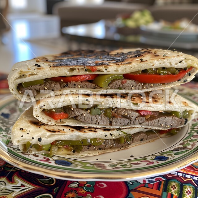 قطع من فطيرة اللحم الساخنة الهشة، إتقان مهارة إعداد المخبوزات والمعجنات في مطابخ المملكة، طبق من الفطائر الصحية المخبوزة الشهية، فن تقديم الأطباق في مطاعم السعودية، وصفات البرك باللحمة اللذيذة، وجبات فطور مغذية ومشبعة، استخدام رقائق العجين المقرمشة