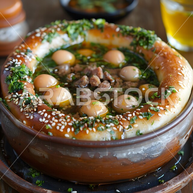 حساء أوزبكي تقليدي مع حلقات الخبز، وجبة ذات قيمة غذائية عالية، فنون التقديم في مطاعم ومطابخ المملكة العربية السعودية، أطباق من المأكولات العربية التقليدية الشعبية، وصفات طعام شهية صحية لذيذة