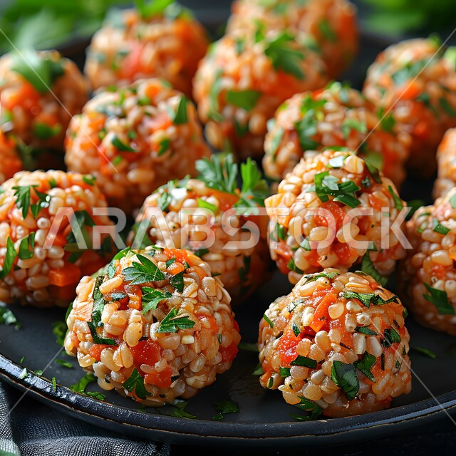 كرات البرغل الشهية بالجزر والبقدونس، وجبة ذات قيمة غذائية عالية، فنون التقديم في مطاعم ومطابخ المملكة العربية السعودية، أطباق من المأكولات العربية التقليدية الشعبية، وصفات طعام شهية صحية لذيذة