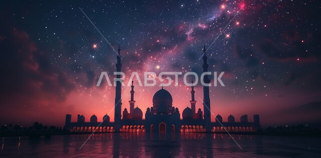 المناظر الطبيعية المتميزة، رسوم توضيحية ثلاثية الأبعاد لقبب ومآذن المساجد وقت الغروب، مفهوم العبادة والتقرب إلى الله تعالى في رمضان المبارك، الاحتفال بقدوم شهر الخير، الأعياد و المناسبات الدينية الإسلامية